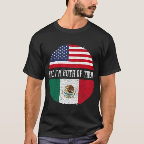 Half American Half Mexican USA Flag Mexico Heritag T_Shirt