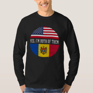 Half American Half Moldovan USA Flag Moldova Herit T-Shirt