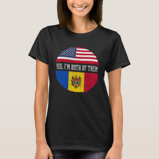 Half American Half Moldovan USA Flag Moldova Herit T-Shirt