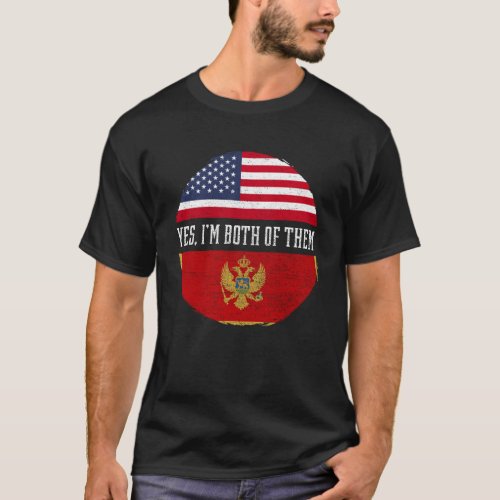 Half American Half Montenegrin USA Flag Montenegro T_Shirt