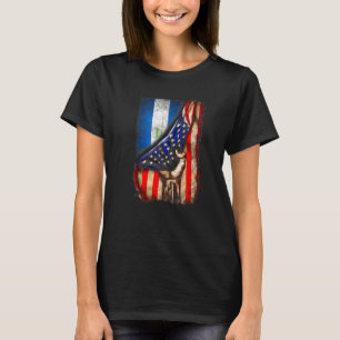 Half American Half Nicaragua Flag Hand Nicaraguan T-Shirt