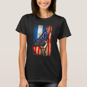 Half American Half Nicaragua Flag Hand Nicaraguan T-Shirt