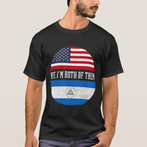 Half American Half Nicaraguan USA Flag Nicaragua H T_Shirt