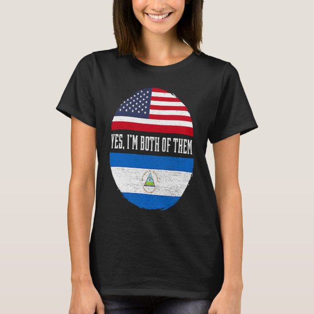 Half American Half Nicaraguan USA Flag Nicaragua H T-Shirt (Front)