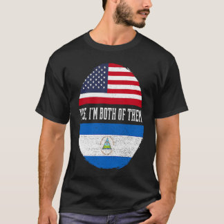 Half American Half Nicaraguan USA Flag Nicaragua H T-Shirt