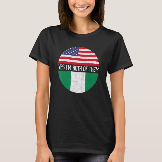 Half American Half Nigerian Usa Flag Family Herita T-Shirt (Front)