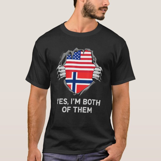 Half American Half Norwegian USA Norway Flag Mens  T-Shirt (Front)