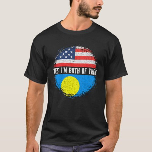 Half American Half Palauan USA Flag Palau Heritage T_Shirt