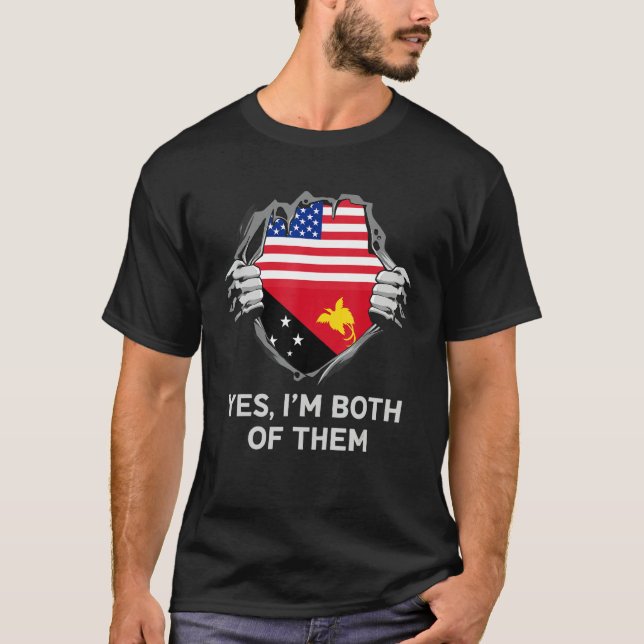 Half American Half Papua New Guinean USA Papua New T-Shirt (Front)