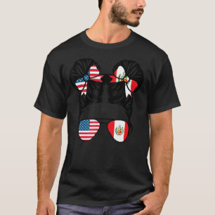 Half American Half Peruvian Girl USA Peru Flag Gif T-Shirt