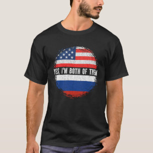 Half American Half Russian USA Flag Russia T-Shirt