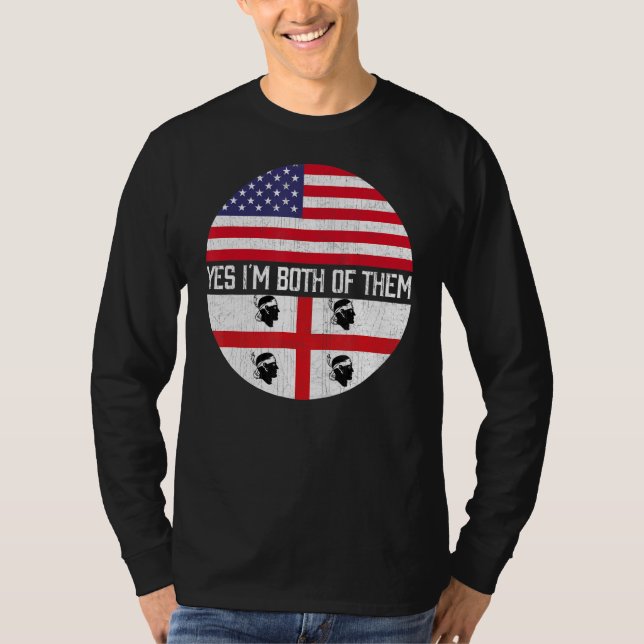 Half American Half Sardinian Usa Flag Family Herit T-Shirt (Front)