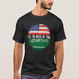 Half American Half Saudi Arabian USA Flag Saudi  T-Shirt