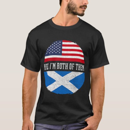 Half American Half Scottish USA Flag Scotland Heri T_Shirt