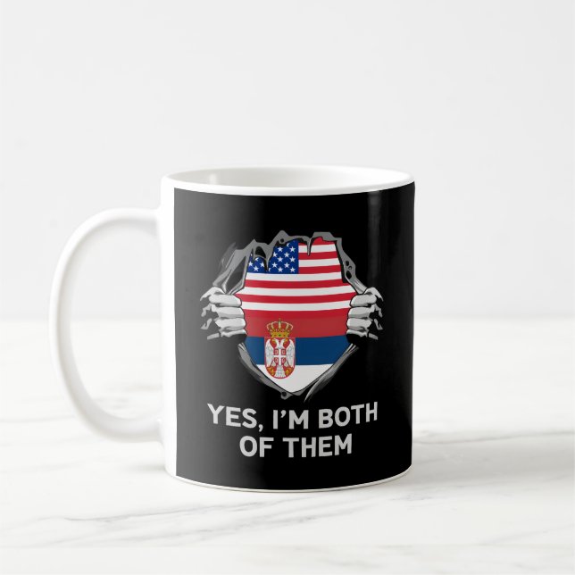 Half American Half Serbian Usa Serbia Flag S Coffee Mug (Left)