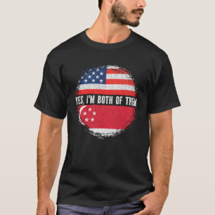 Half American Half Singaporean USA Flag Singapore T-Shirt