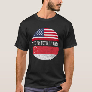 Half American Half Singaporean USA Flag Singapore  T-Shirt