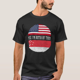 Half American Half Singaporean USA Flag Singapore T-Shirt
