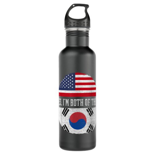 Half American Half South Korean USA Flag South Kor Stainless Steel Water Bottle