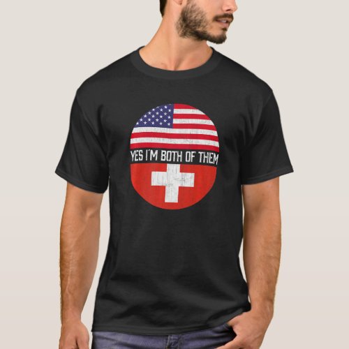 Half American Half Swiss Usa Flag Family Heritage T_Shirt