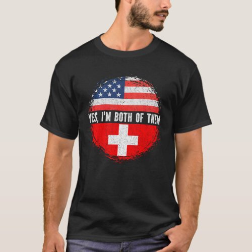 Half American Half Swiss USA Flag Switzerland  T_Shirt