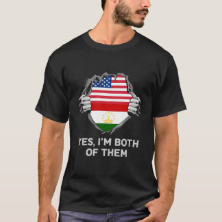 Half American Half Tajikistani Usa Tajikistan Flag T-Shirt