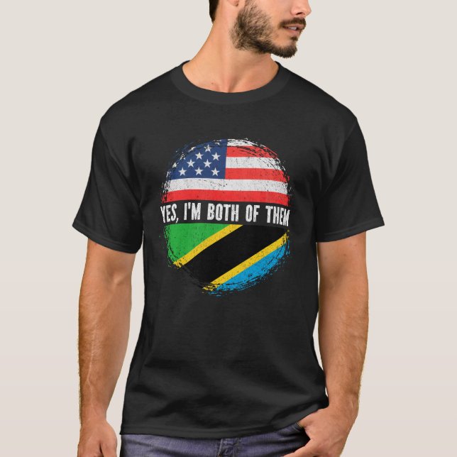 Half American Half Tanzanian USA Flag Tanzania  T-Shirt (Front)