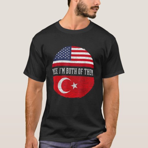 Half American Half Turkish USA Flag Turkey DNA Her T_Shirt