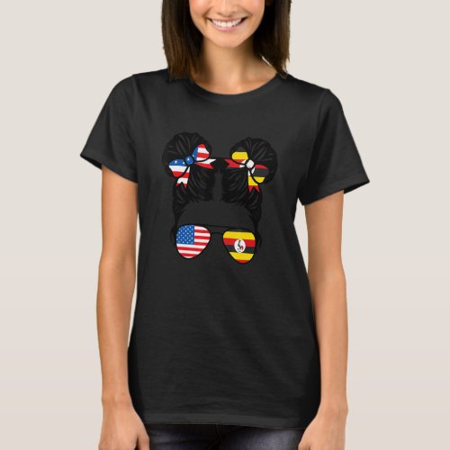 Half American Half Ugandan Girl USA Uganda Flag Pa T_Shirt