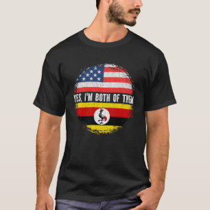 Half American Half ugandan USA Flag Uganda T-Shirt