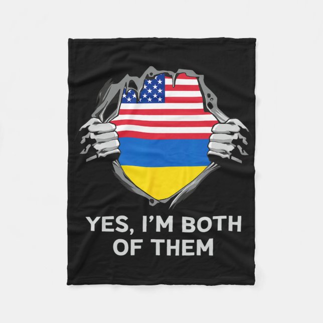 Half American Half Ukrainian Usa Ukraine Flag Mens Fleece Blanket (Front)