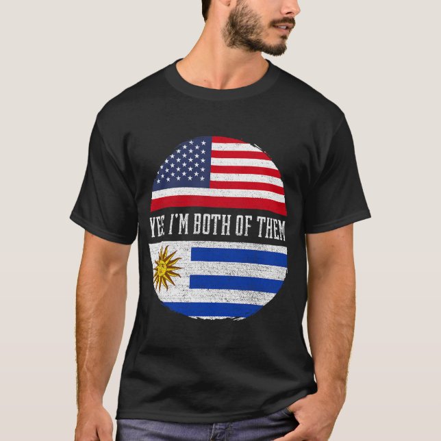 Half American Half Uruguay USA Flag Uruguay Heri T-Shirt (Front)