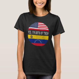 Half American Half Venezuelan USA Flag Venezuela H T-Shirt