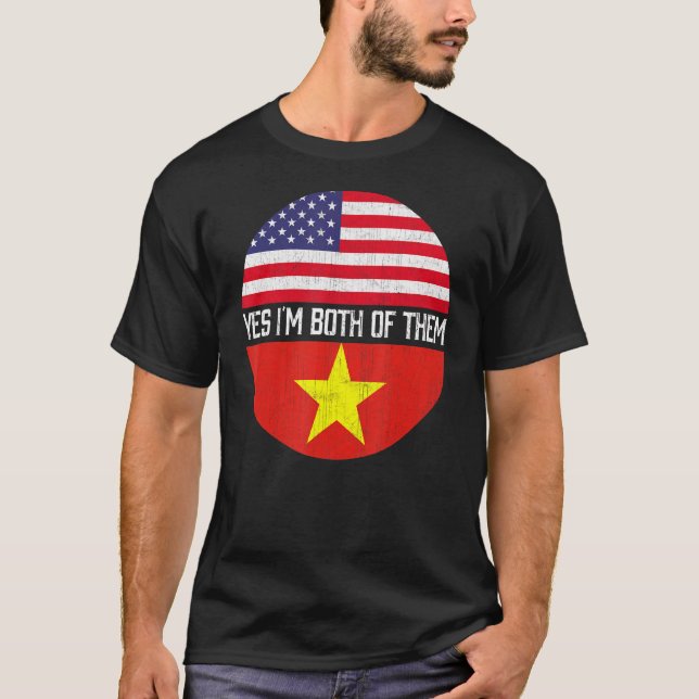 Half American Half Vietnamese Usa Flag Family Heri T-Shirt (Front)