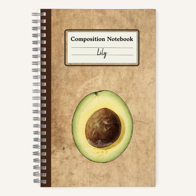 Half an Avocado Illustration Personalized Comp Notebook (Front)