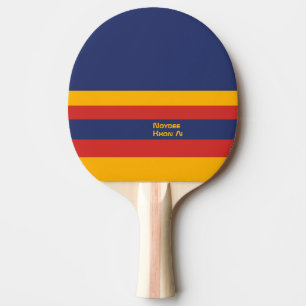 Half and Stripes Horizontal Lines Blue Yellow Red Ping Pong Paddle