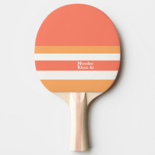 Half and Stripes Horizontal Lines Red Orange White Ping Pong Paddle