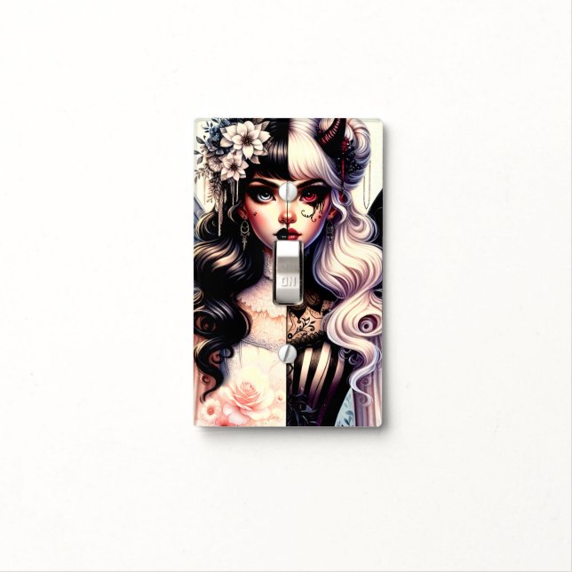 Half Angel Devil Dark Beauty Broken Wing Fairy  Light Switch Cover (In Situ)