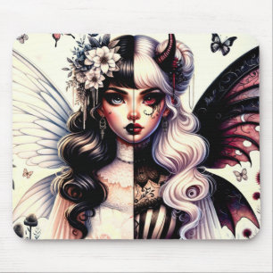 Half Angel Devil Dark Beauty Broken Wing Fairy  Mouse Pad