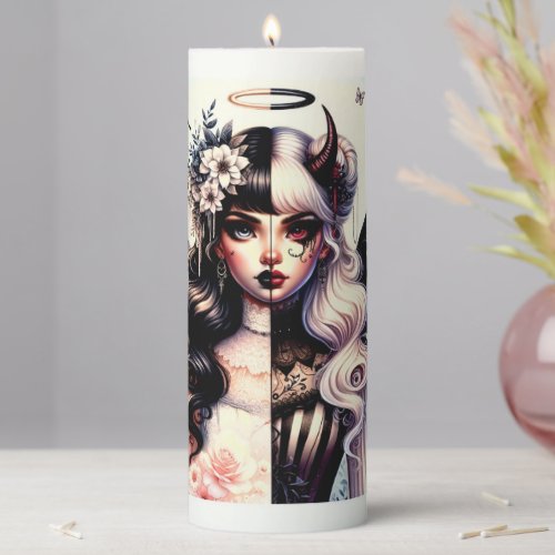 Half Angel Devil Dark Beauty Broken Wing Fairy  Pillar Candle