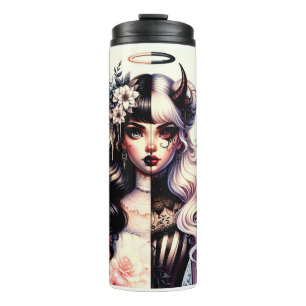 Half Angel Devil Dark Beauty Broken Wing Fairy  Thermal Tumbler