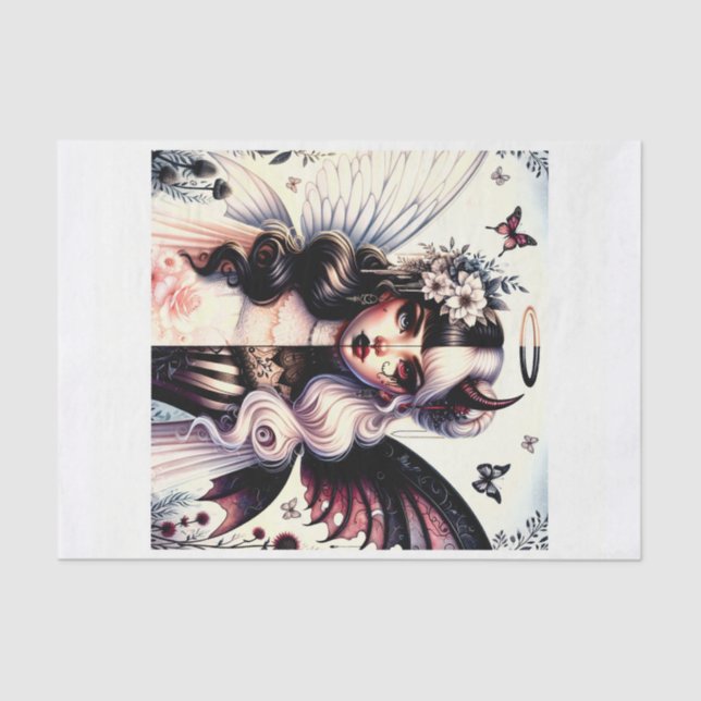 Half Angel Devil Dark Beauty Broken Wing Fairy  Tissue Paper (Front)