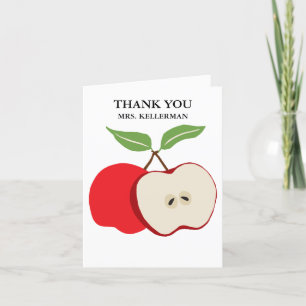 Half Apple Teacher Appreciation Monogrammed Name Letterpress Thank You Card