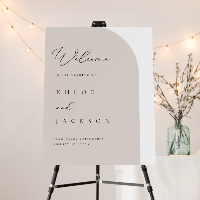 Half Arch Minimal Welcome Sign Wedding Decor (In Situ (Stand))
