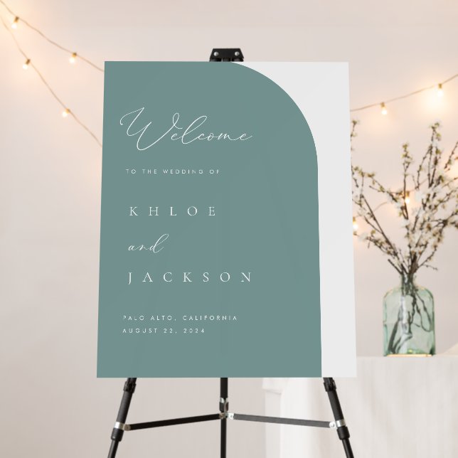 Half Arch Minimal Welcome Sign Wedding Decor (In Situ (Stand))