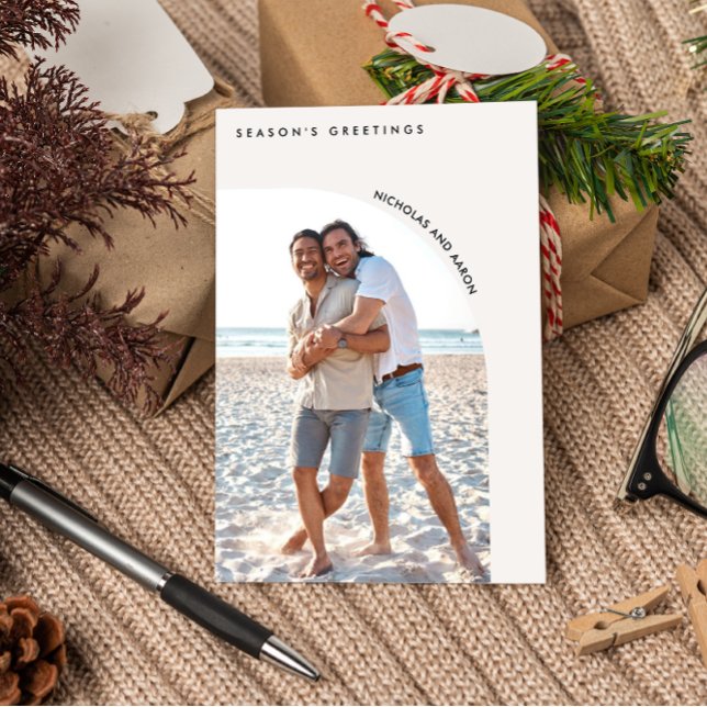 HALF ARCH SIMPLE CHRISTMAS HOLIDAY PHOTO CARD (SIMPLE ARCH PHOTO GREETING CHRISTMAS CARD. ELEGANT AND MINIMAL. EXTRA PHOTO ON THE BACK)