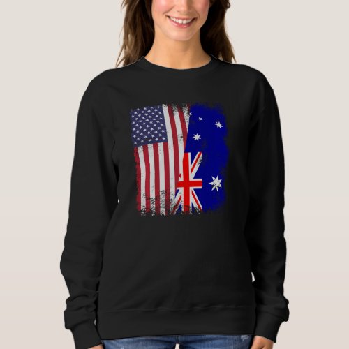 Half Australian Flag Vintage Australia Usa Pullove Sweatshirt