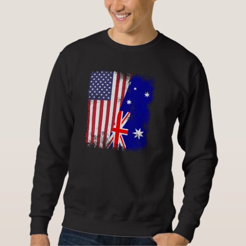 Half Australian Flag Vintage Australia Usa Pullove Sweatshirt