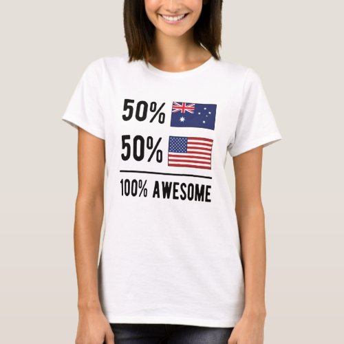 Half Australian Half American Flag Australia USA T_Shirt