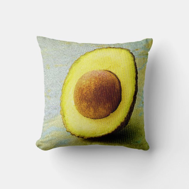 "Half Avocado" Cute Photo. Buy Now Throw Pillow (Front)
